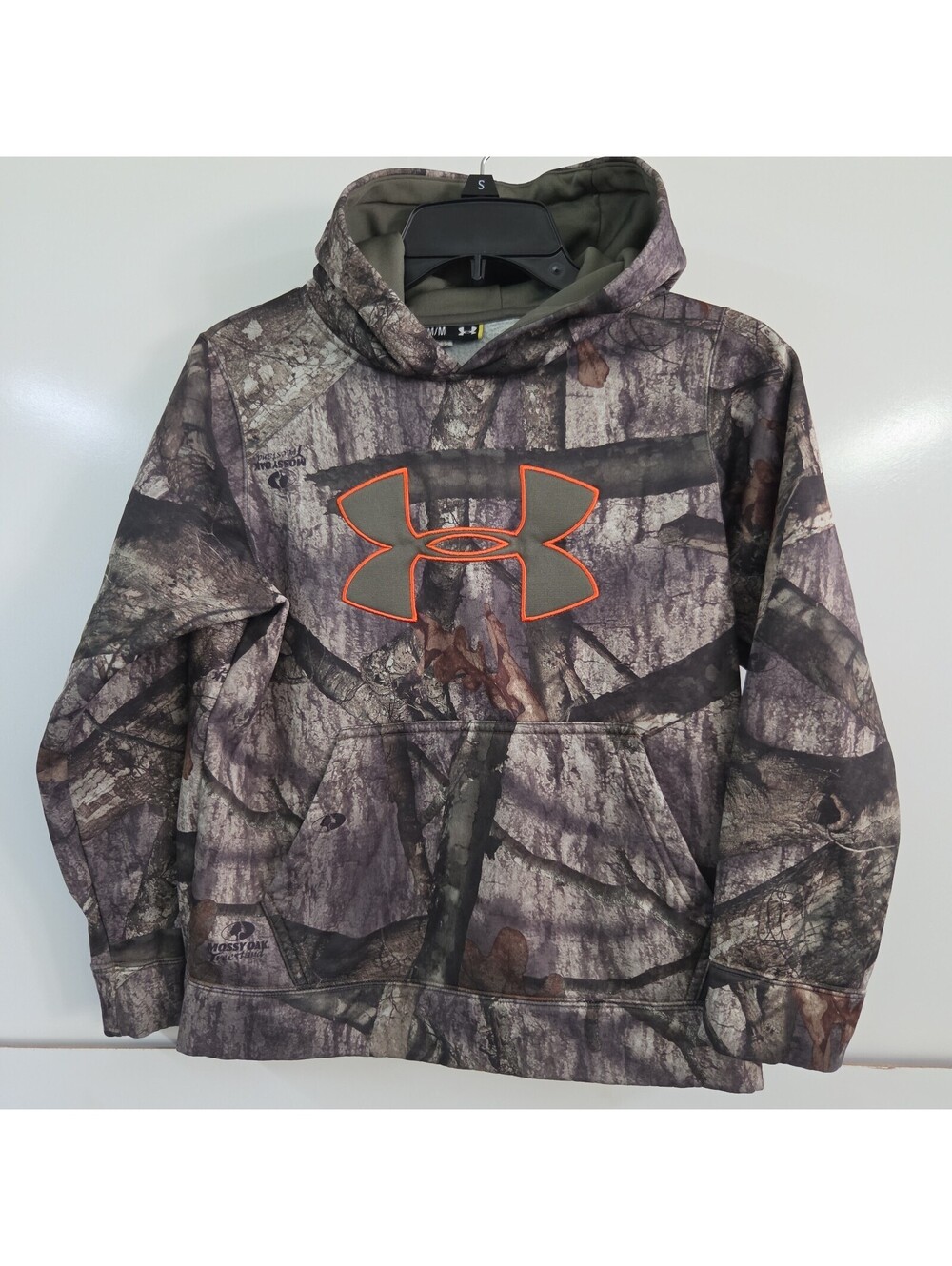Under Armour Pull Over Hoodie Camo Mossy Oak Treestand Youth Medium Hunting